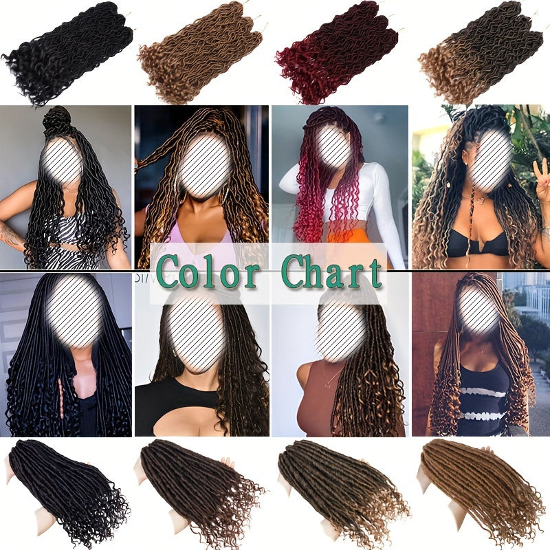 3Packs Goddess Box Braids Crochet Hair, 50.8 cm 40.64 cm Solid Ombre Boho Crochet Twist Braids Faux Locs With Curly Ends Dreadlocks 24 Strands/ Bulks For Black Women, Bohomian Box Braids Crochet Butterfly Locks Hair Extensions Soft Re-Looped