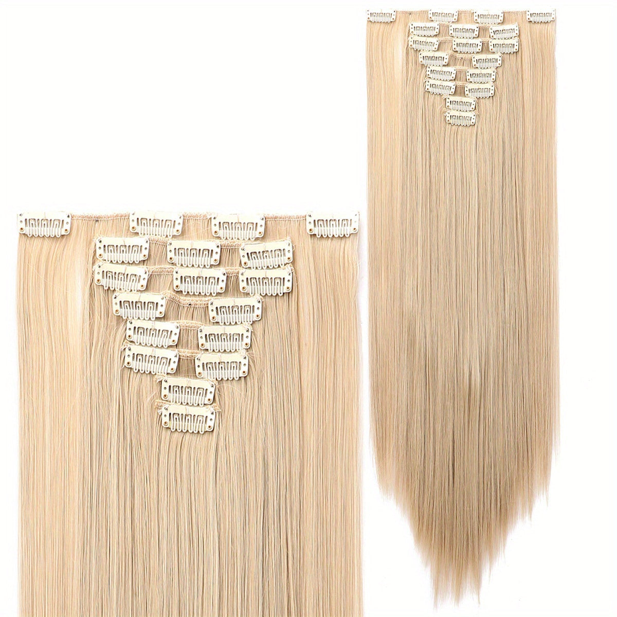 Benehair HAIR Hair Extensions Clip In 8pcs 18 Clips Synthetic Fiber Seamless 58.42cm Long Straight Full Head