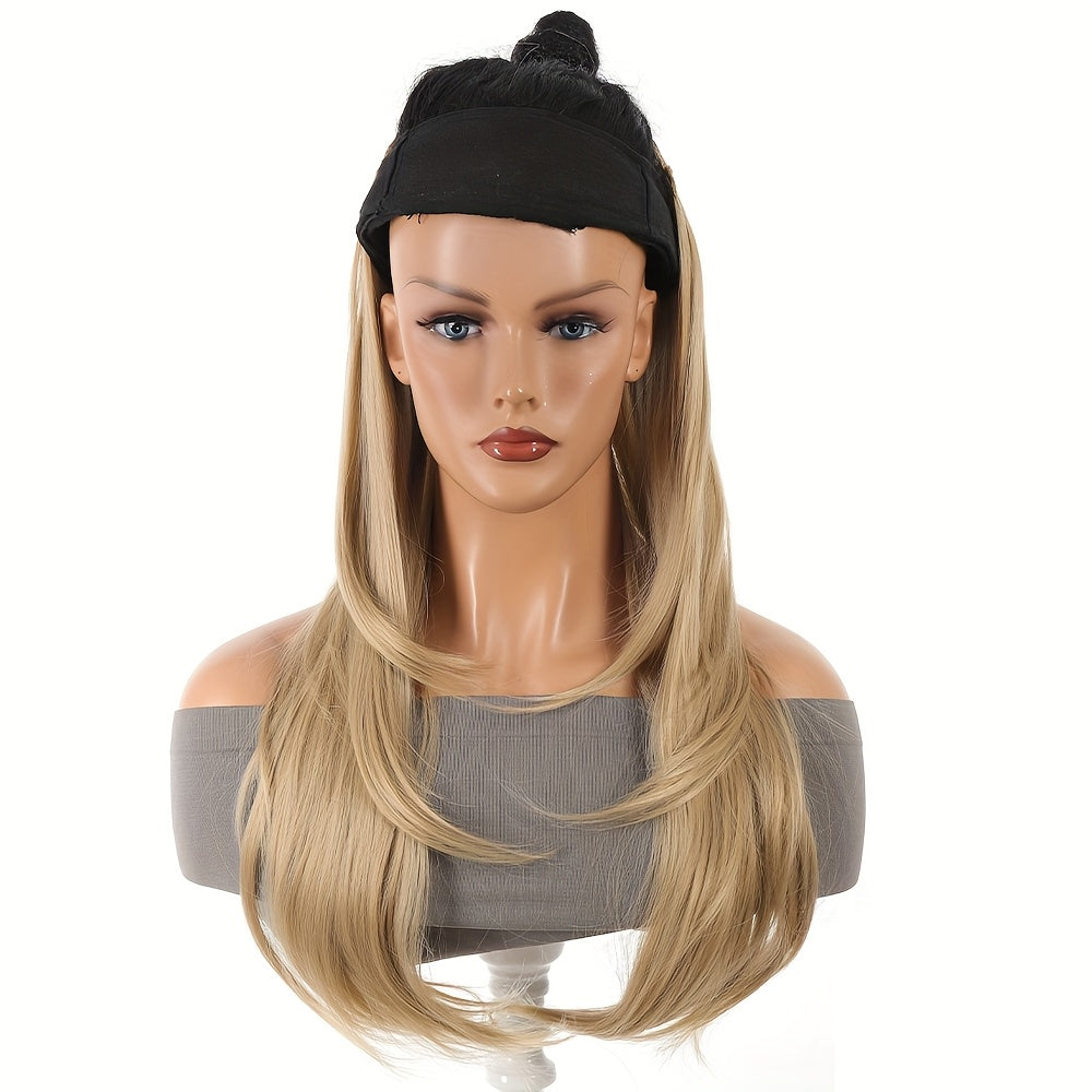 Long Fluffy V-Shaped Synthetic Hair Extension for Women - Layered Wig with Clips Increases Volume & Adds Fullness