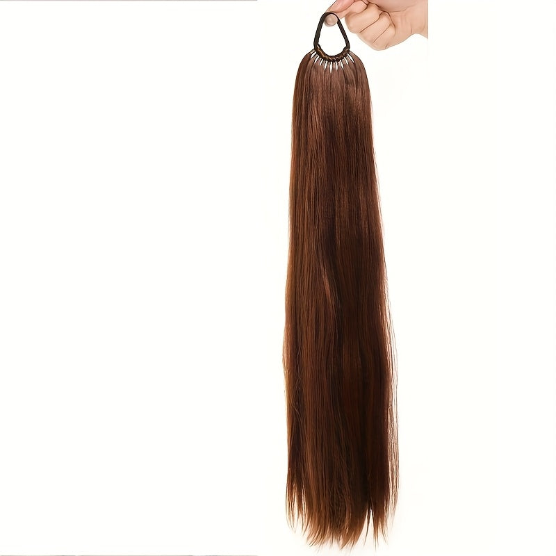 24-Inch Straight Synthetic Ponytail Extension for Women - Versatile Clip-In Hairpiece for Everyday & Special Occasions
