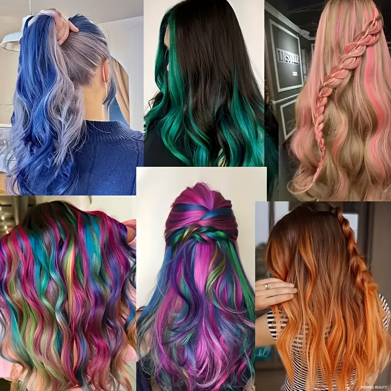 20-100pcs Mixed Color Rainbow Hair Extensions 16 Inch Rainbow Color Synthetic Hair Extensions Long Colored with Beads And Loop Tool for Hair Extension for Women Girls DIY Kit Holiday Party Use