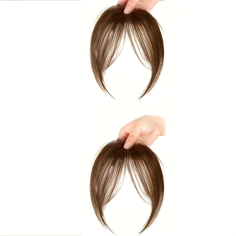 1pc Women's Natural Look Clip-In Bangs, 20.32 cm Straight Hair, High Temperature Fiber, Basic Style, Fluffy Daily Wear