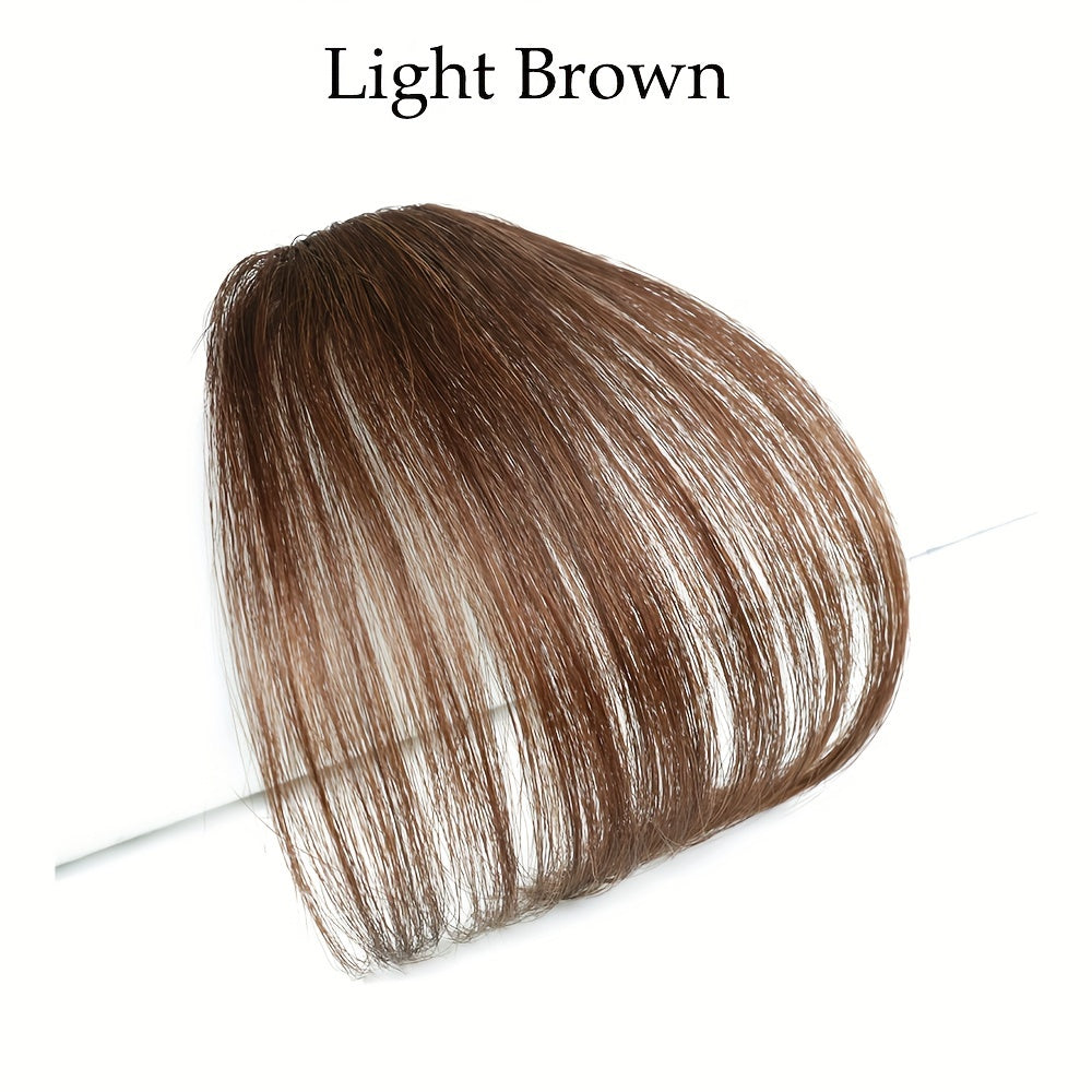 1pc Unisex Straight Human Hair Air Bangs Clip-In Hair Extensions, Heat Resistant, All-Handmade Textile Process, Basic Style for Women
