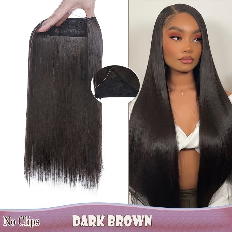 S-NOILITE Invisible Wire Hair Extensions - Adjustable Size, Breathable Lace Net, Synthetic Straight/Curly/Wavy Secret Headband for Women, Natural Look Highlighting Piece