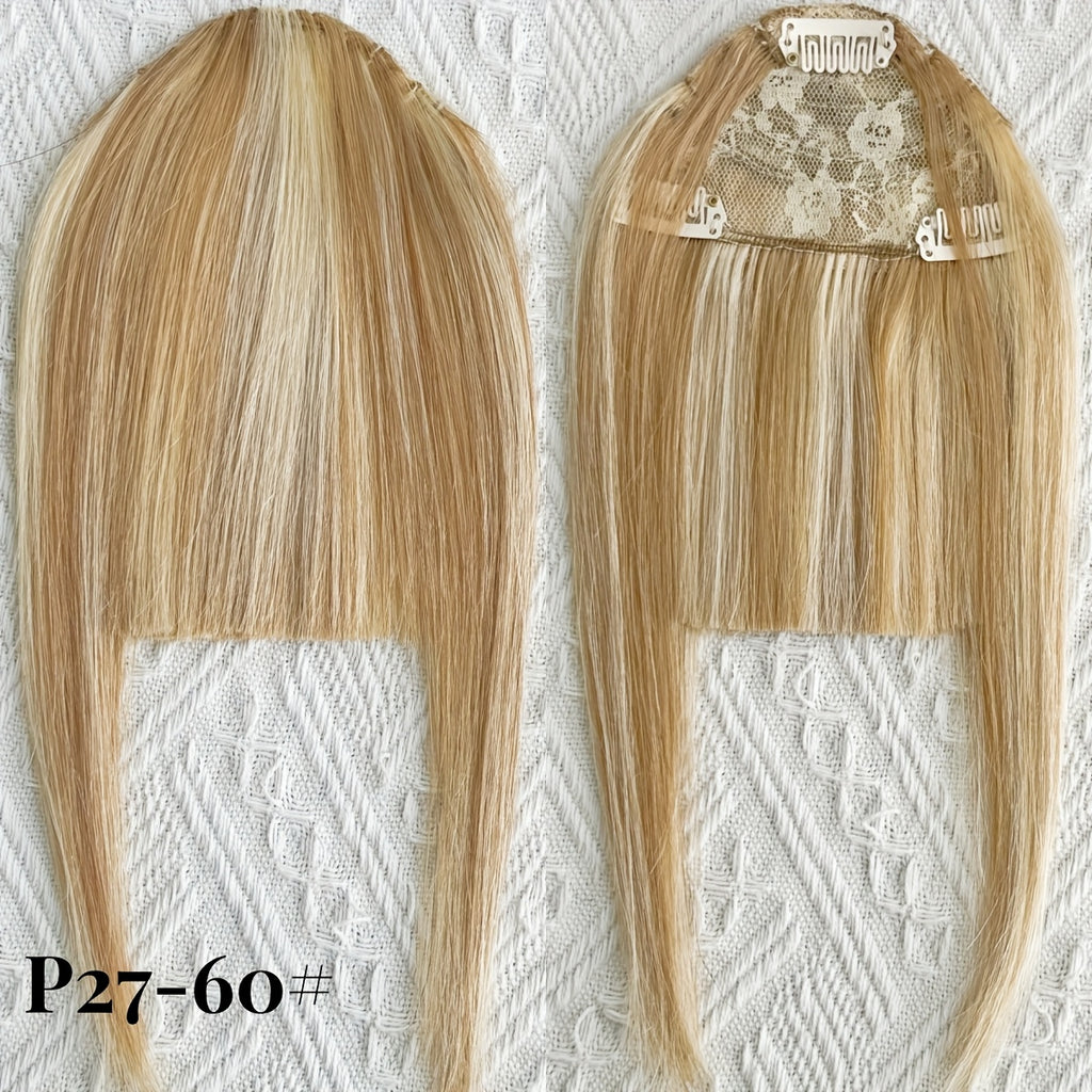 Elegant Women'S 100% Human Hair Bangs Clips, Platinum Blonde Remy Human Hair, 15.24cm Air Fringe Bangs Hairpiece for Women