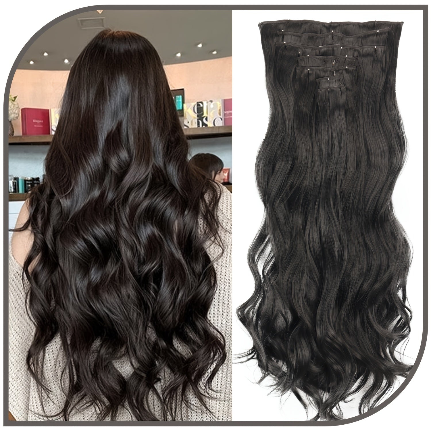 Wig Clip In Hair Extensions for Women 16 Clip Curly Hair Extensions 7 Sets Of Extensions 24inch Big Wave Wig for Everyday Parties Noble And Elegant Easy to Wear Wig Pieces Halloween