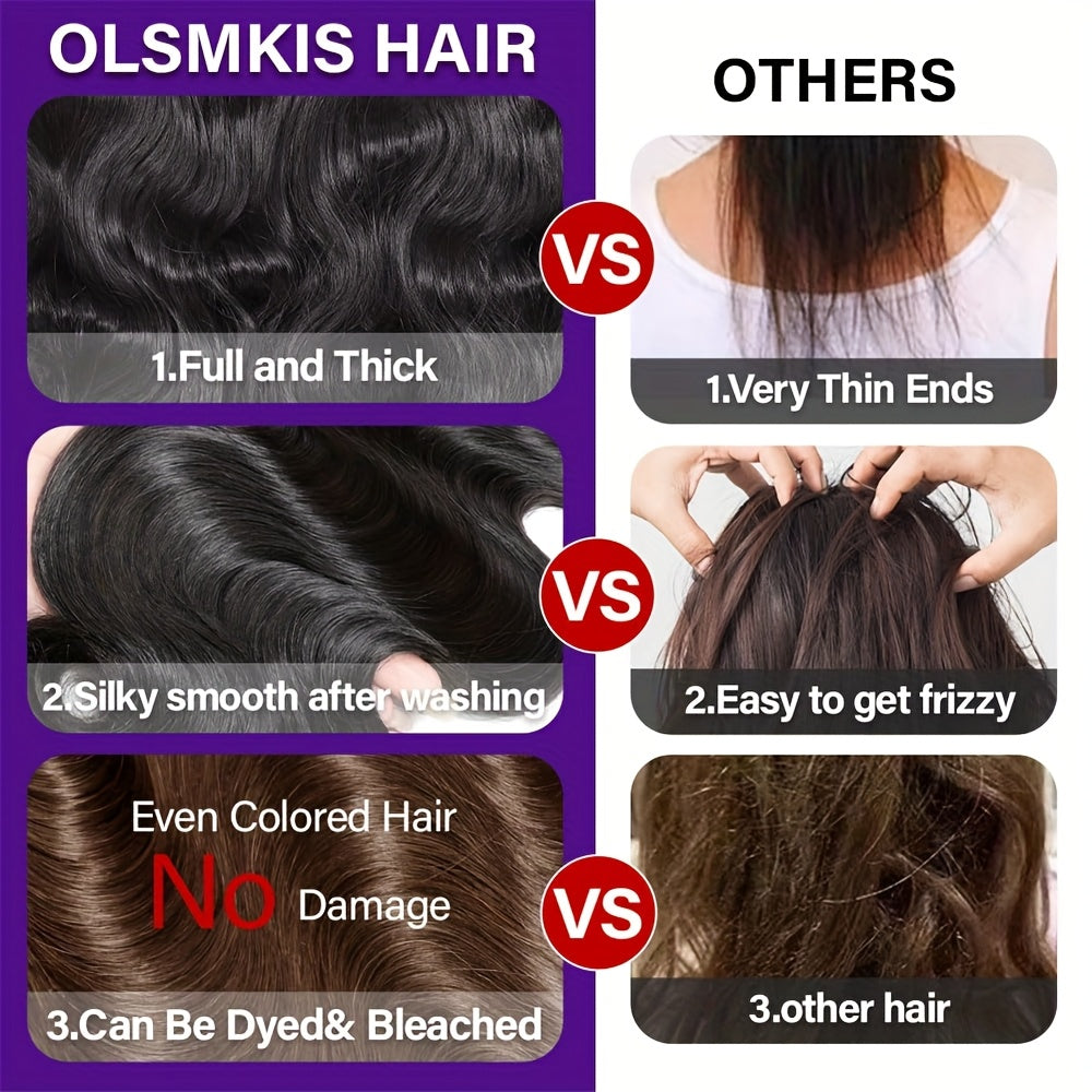 3 Bundles Yaki Straight Human Hair Extensions - 100% Unprocessed Brazilian Virgin Remy Hair, Kinky Straight Texture, Natural Black Color for, Styling Versatility, Naturallooking Hairline, Silky Smooth Texture