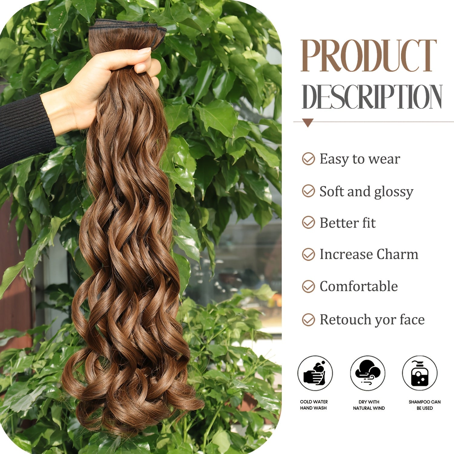 4pcs Clip-In Hair Extensions, 20 Inch Long Wavy Synthetic Fiber Wigs, Body Wave Style for Women, Perfect for Daily Use and Halloween Celebrations, Daily Hair Use | Elegant Wavy Hair | Synthetic Fiber Wigs, Hair Wigs