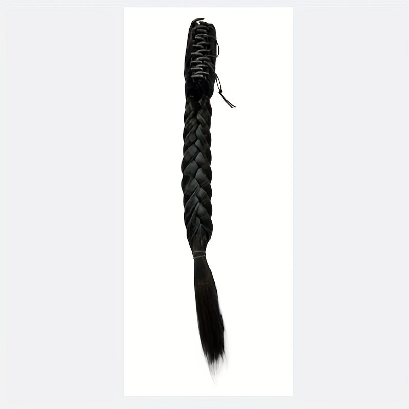 Large Claw Clip Long Handmade Braided Fishbone Ponytail Extension, High Temperature Fiber, Elegant Style for Wome