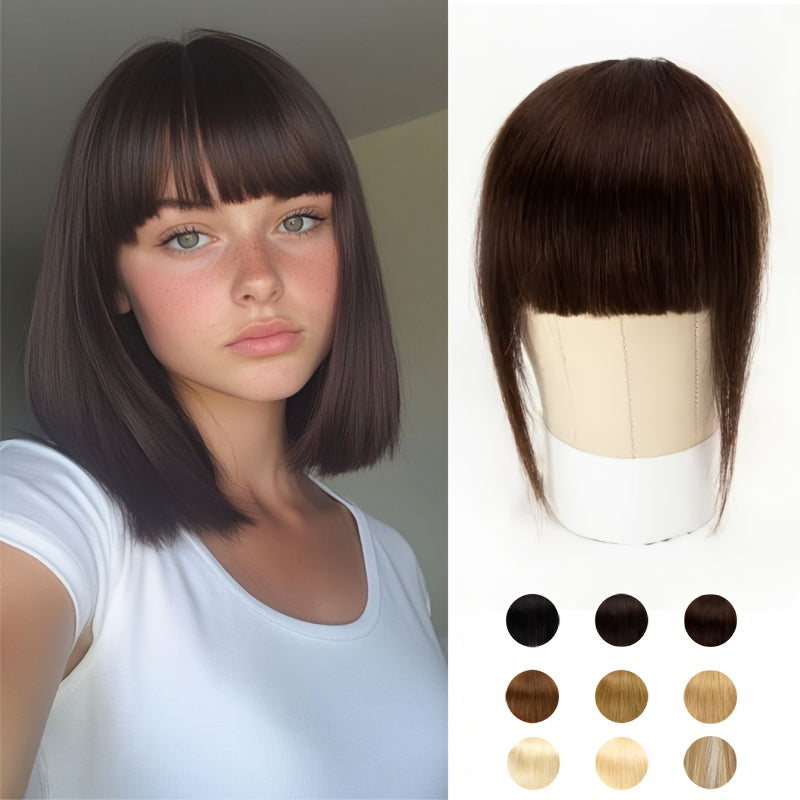 Elegant Women'S 100% Human Hair Bangs Clips, Platinum Blonde Remy Human Hair, 15.24cm Air Fringe Bangs Hairpiece for Women