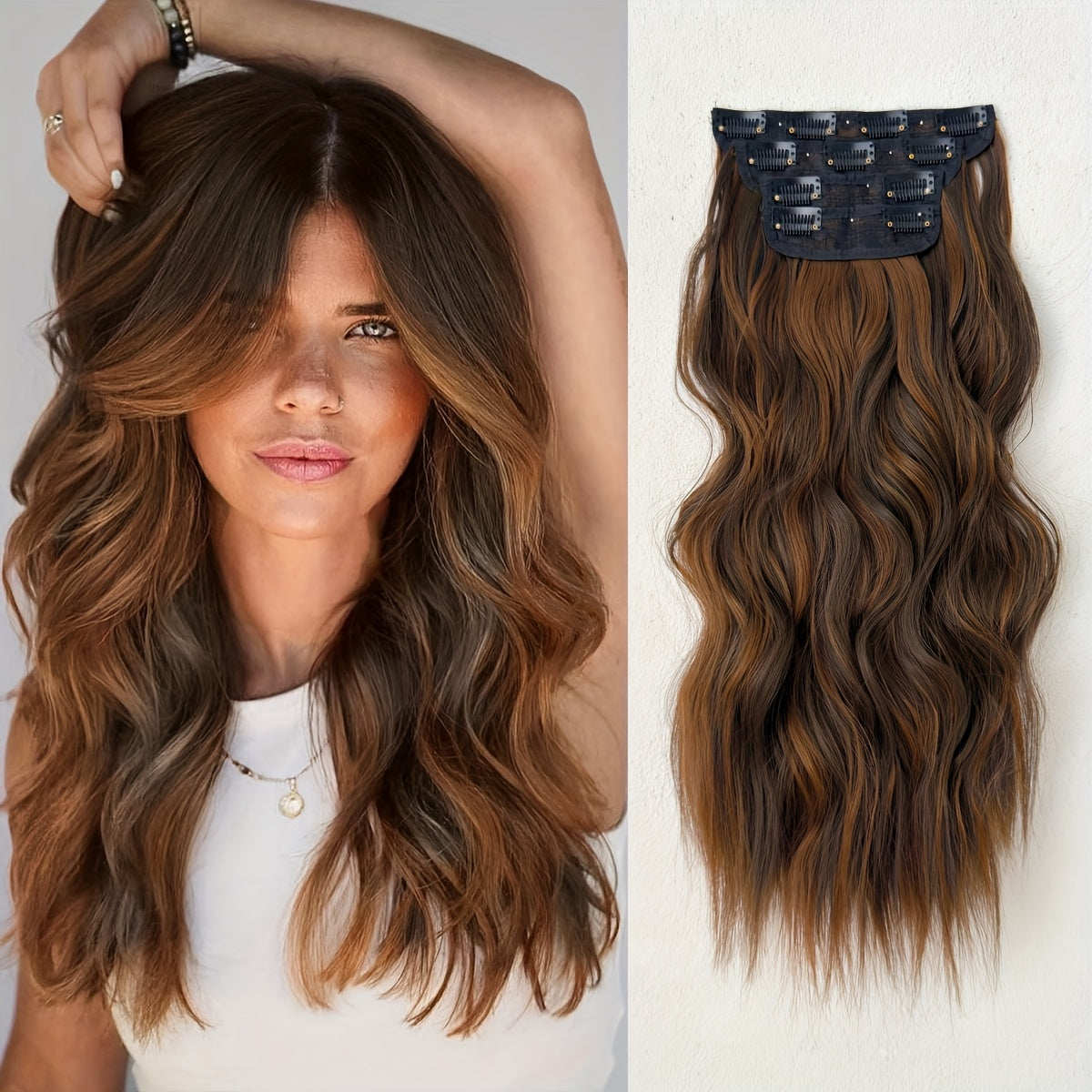 YUSULAXI 22" Heat-Resistant Synthetic Hair Patch - Ombre Curly Wave Extensions for Women, Multi-Ethnic Friendly, Natural Look & Easy Maintenance for Daily Use