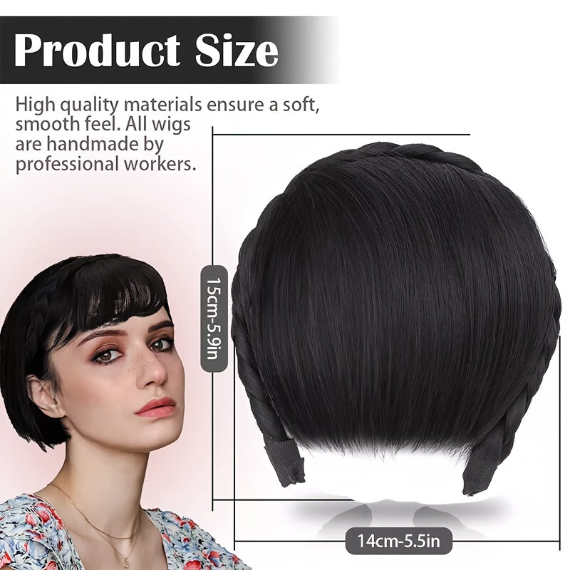 High-Top Hair Accessory 1pc Multi-Color Available Women's Synthetic Clip-In Bangs, Braid Design - Versatile Bangs Piece Suitable for All Hairstyles, Wearable for Daily And Date Outings Halloween