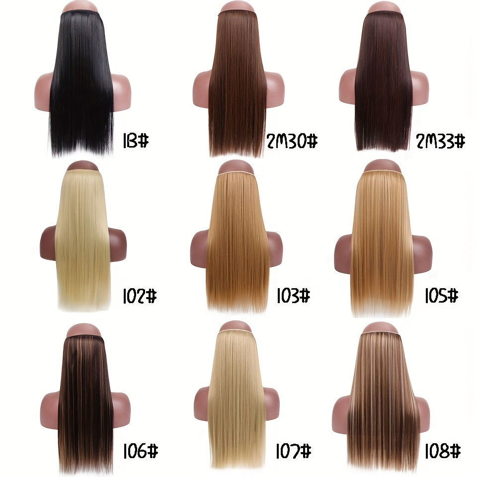 Synthesis Of The Line Type Hair Extensions Straight Hair Wig Piece One Hairpiece With Invisible Fish Line Transparent Wire Adjustable Size