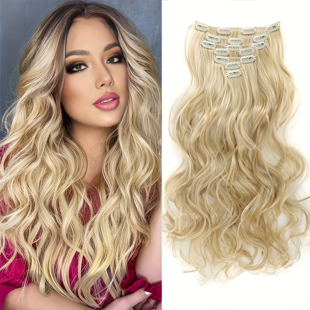 50.8 cm Curly Full Head 7 Separate Pieces Heat Resistance Synthetic Hair Clip in Hair Extensions- Long Hair Accessories for Women, Perfect for Party Daily Use