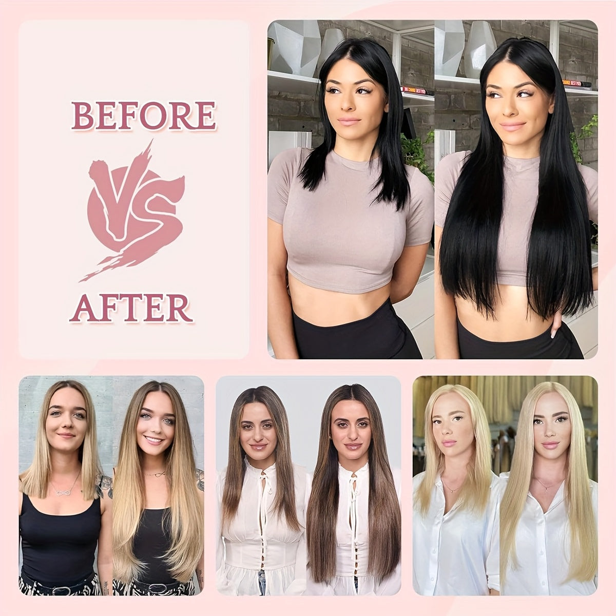 Benehair HAIR Hair Extensions Clip In 8pcs 18 Clips Synthetic Fiber Seamless 58.42cm Long Straight Full Head