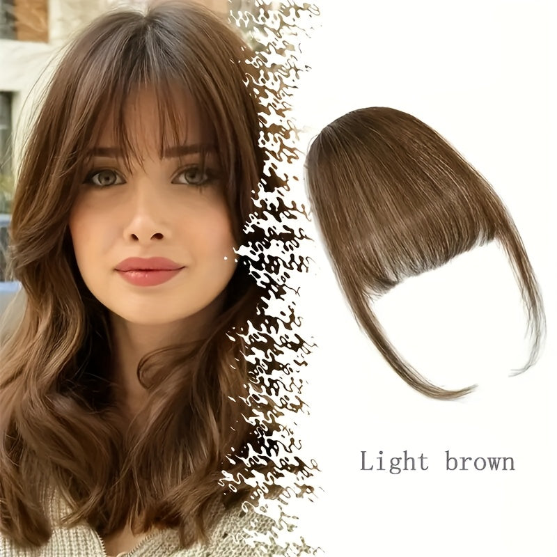 1pc Women'S Chic Clip-In Bangs, Lightweight Natural Look Loose Curl Multi-Style Basic Fashion Mini Hairpiece, High Temperature Fiber