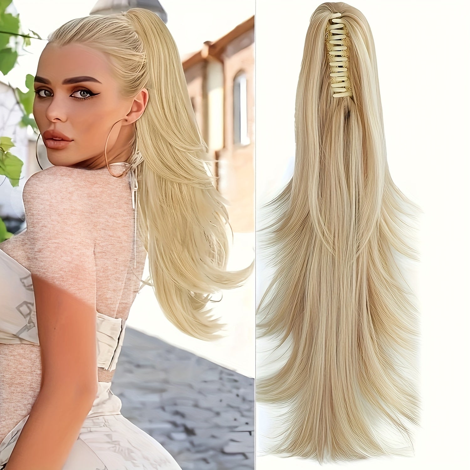 Women's High Temperature Fiber Ponytail Extension, Straight Hair Synthetic Clip-In Ponytail, Durable & Heat Resistant, for Daily Wear and Halloween, Versatile Hairpiece | Natural Look Extension | Heat Resistant Fiber, Ponytail Hair Extensions