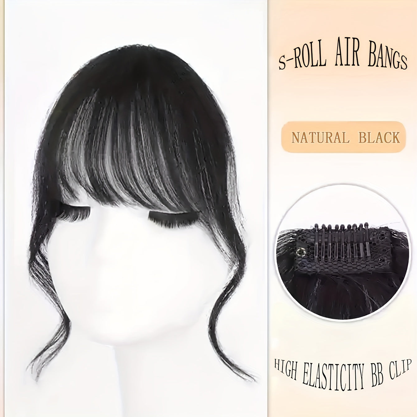 1pc Women'S Elegant Deep Brown Black Light Brown Clip-in Bangs Hairpiece, Synthetic Bangs, Hair Accessory with Sideburns, Natural Voluminous Bangs Clip-in Hair Decor, Suitable for Daily Hair Accessories Wear