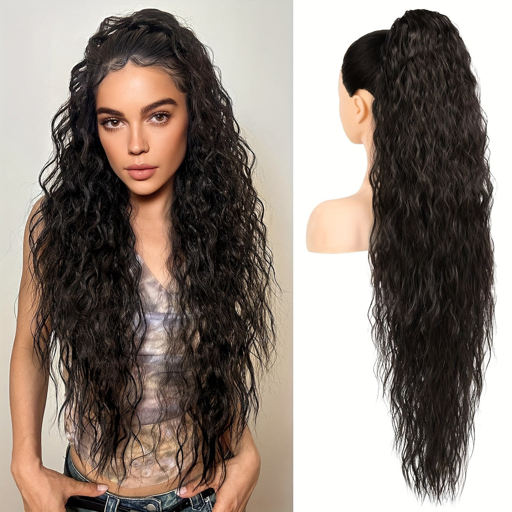 Ponytail Extension, 34" Long Wavy Drawstring Ponytail Extensions, Softer Lighter Synthetic Clip In Hair Extensions Hairpiece For Women Halloween Christmas