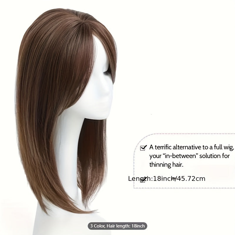 45.72cm Women'S Deep Wave Synthetic Hair Topper - Natural Look for Volume & Length, Easy-to-Style Hairpiece for Bald Spots, Adds Volume & Length, Perfect for Everyday Styling, Hair Volume Enhancer, Natural Look Hairpiece, Secure Fit Hairpiece