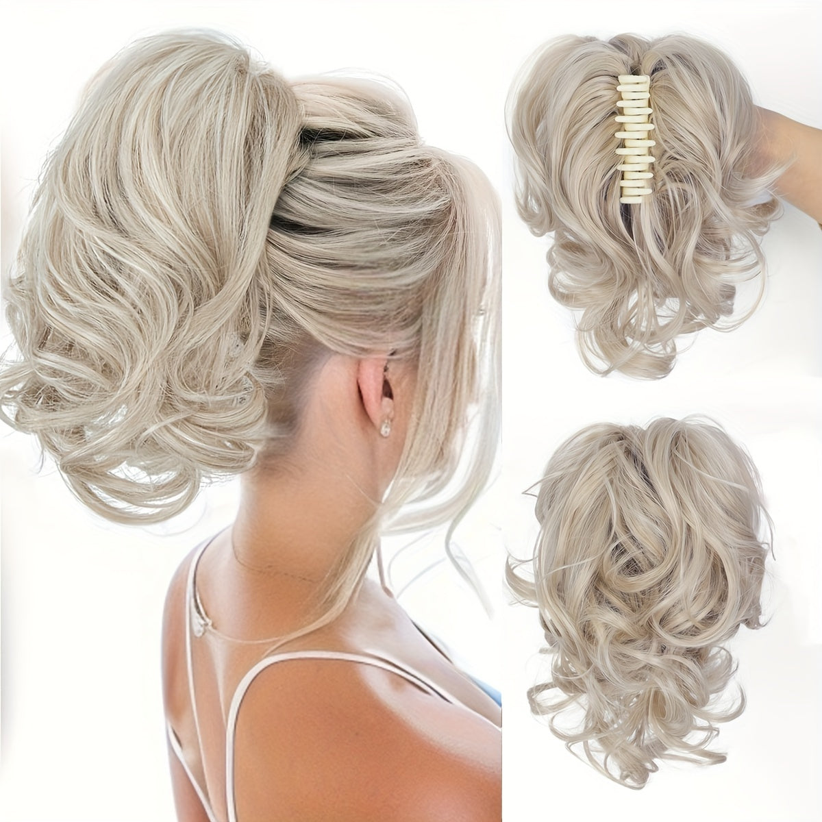 Elegant Curly Wave Ponytail Extension for Women, Fashionable Short Ponytail Clip-On Hairpiece with Volume and Texture