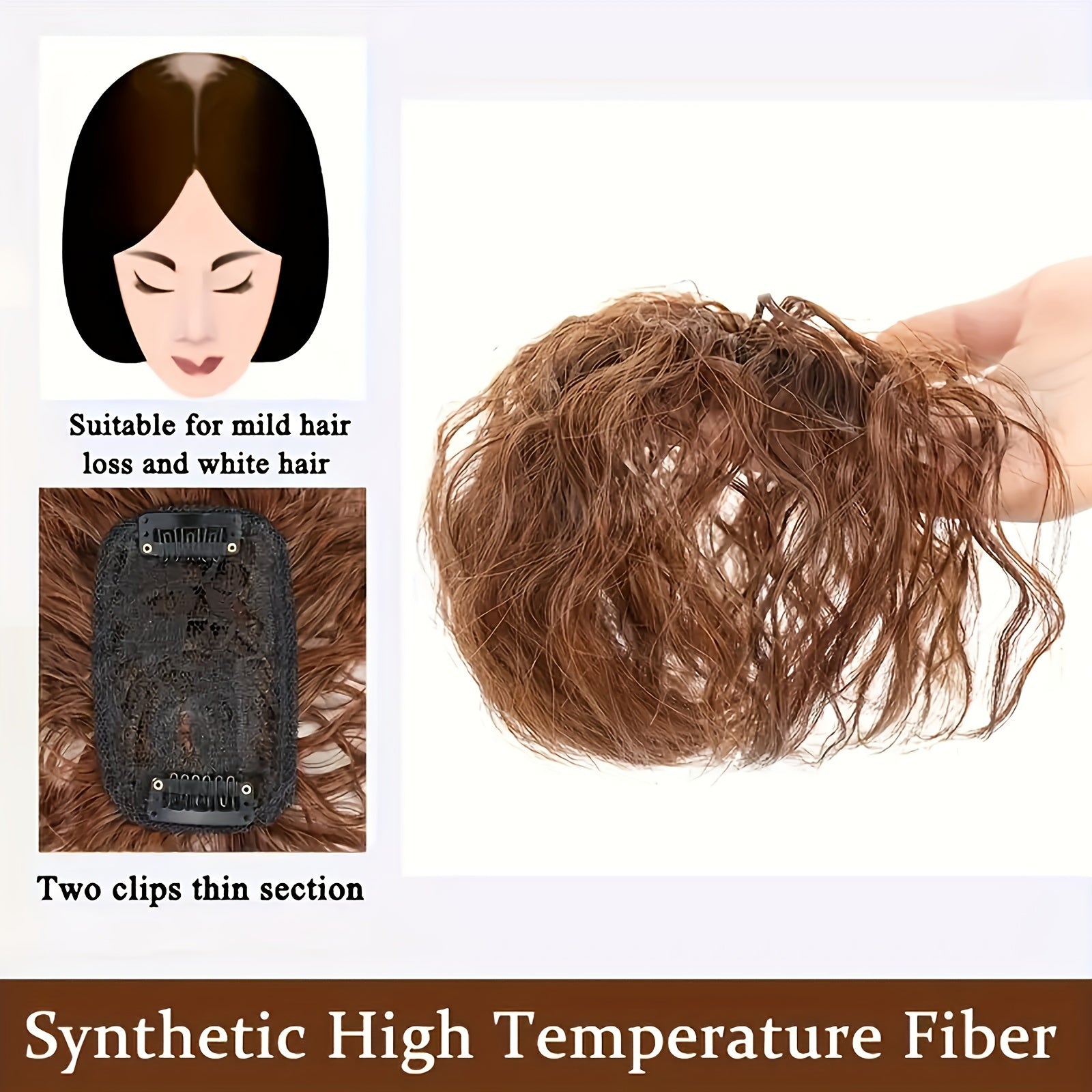 Chic Water Wave Clip-In Hair Extensions with Bangs for Women - Black & Brown, Adds Volume & Covers White Hair, Perfect for Everyday Use