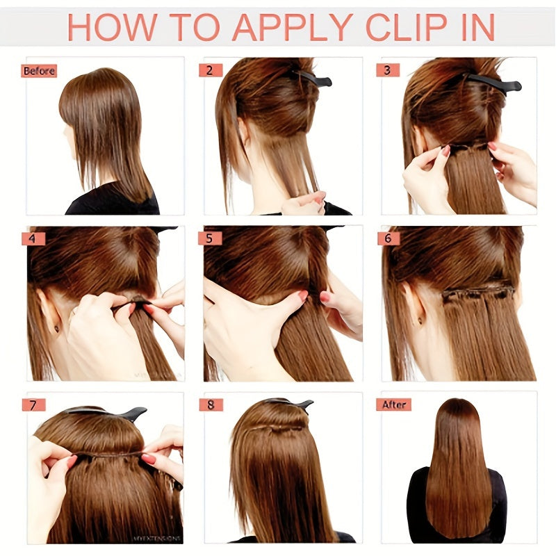 6Pcs/Set 16 Clips Heat Resistant Synthetic Hairpieces for Women - Long Wavy Hairstyle Hair Extensions