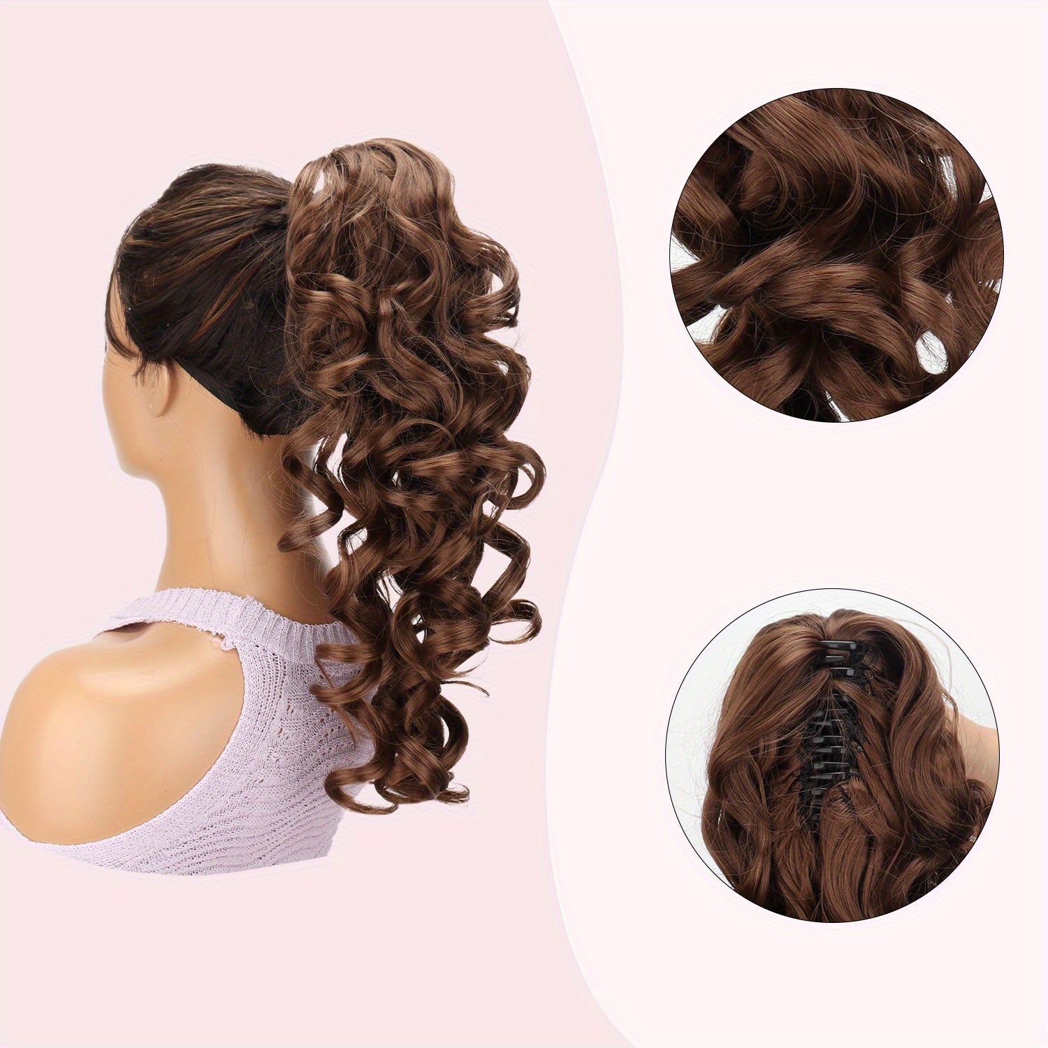 Vintage Ponytail Wig - Stylish Synthetic Heat-Resistant Hairpiece for Casual Attire, Perfect for Halloween and Christmas Celebrations
