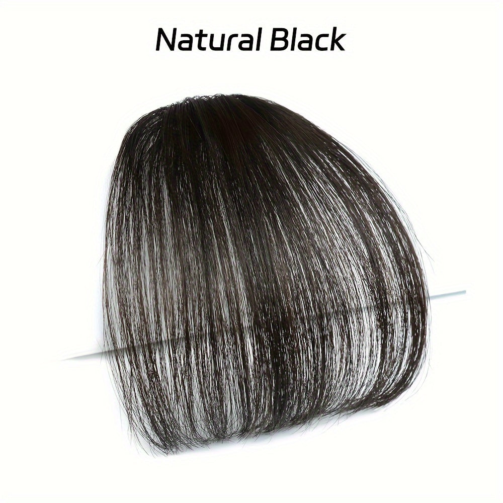 1pc Unisex Straight Human Hair Air Bangs Clip-In Hair Extensions, Heat Resistant, All-Handmade Textile Process, Basic Style for Women