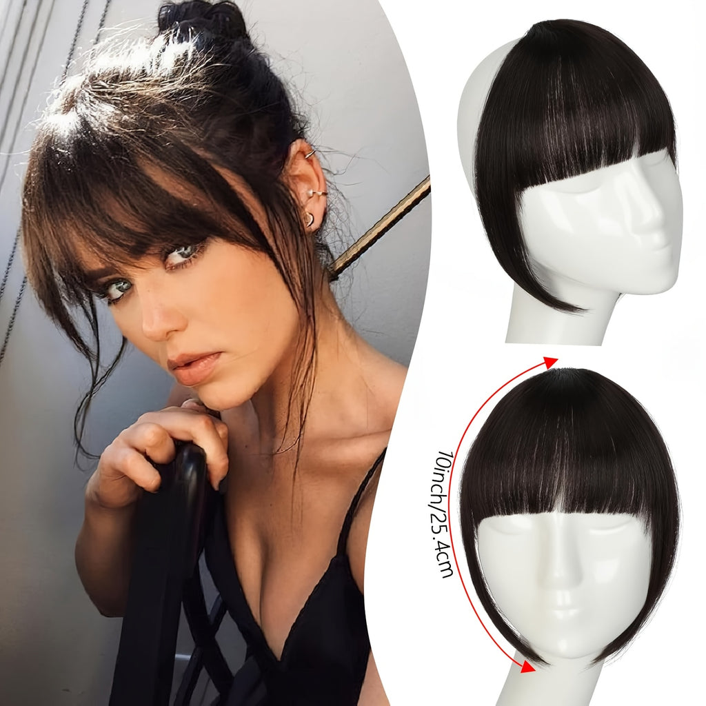 Clip-in Bangs 100% Human Hair Fringe Clip on Natural Hair Extensions Daily Party Fringe French Clip In Thick Natura Full Bangs