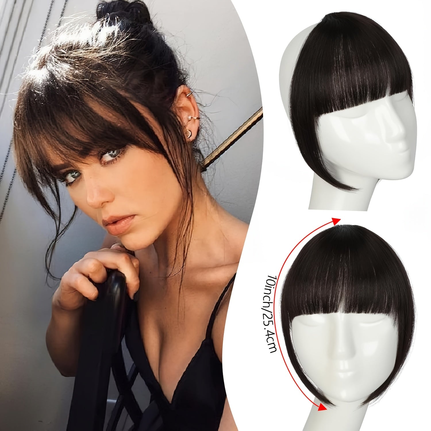 Clip-in Bangs 100% Human Hair Fringe Clip on Natural Hair Extensions Daily Party Fringe French Clip In Thick Natura Full Bangs